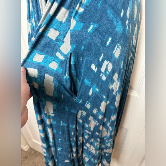 Anthro PLENTY By TRACY REESE Walkway Midi Dress Jersey Knit Teal Blue Ruched - Picture 11 of 15